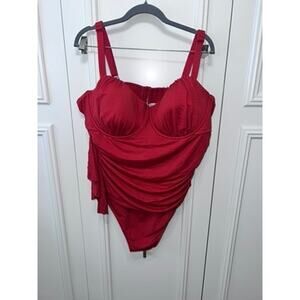 NWOT Rhode x Target Women's 2XL Red Embossed Dot Ruffle One‎ Piece Swimsuit